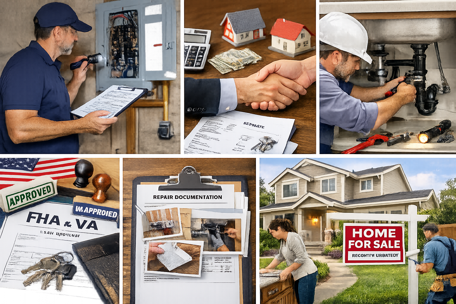 A guide for sellers covering home inspections, reading reports, prioritizing safety and lender-required repairs, deciding on fixes vs. credits, documenting work, meeting timelines, addressing FHA/VA rules, preparing pre-listing, and marketing improvements to maintain price.